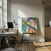 Frida and her parrots by Caroline Bonne Müller Square Canvas Print Art for Modern Home Decor. Decorate your office or living room with canvas artwork