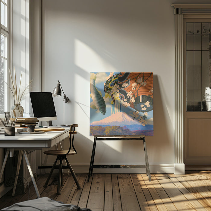 Koi by CosmoZach Square Canvas Print Art for Modern Home Decor. Decorate your office or living room with canvas artwork