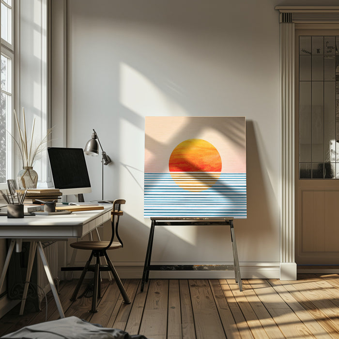 Minimalist Sunset 2 by Kristian Gallagher Square Canvas Print Art for Modern Home Decor. Decorate your office or living room with canvas artwork