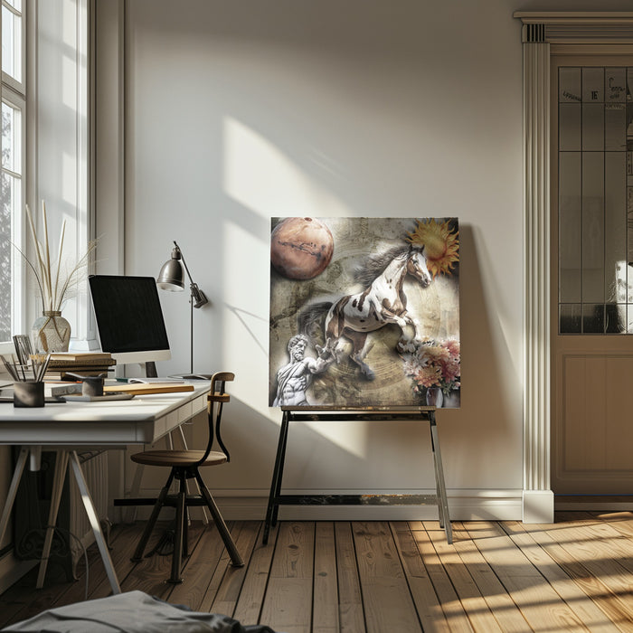 Horse art 3 by Rafal Kulik Square Canvas Print Art for Modern Home Decor. Decorate your office or living room with canvas artwork