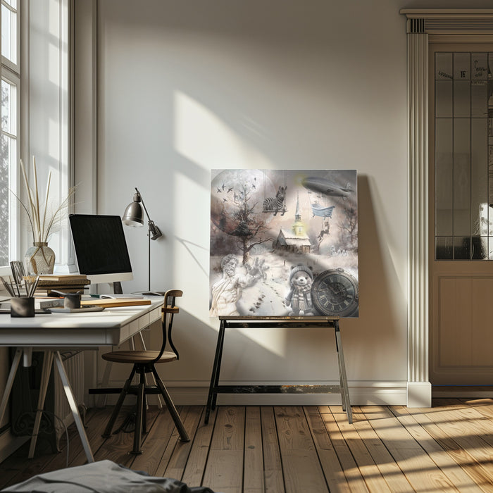 Crazy winter art by Rafal Kulik Square Canvas Print Art for Modern Home Decor. Decorate your office or living room with canvas artwork