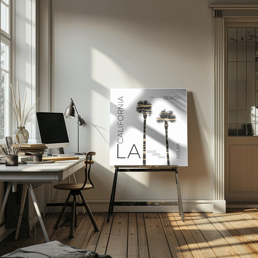 Urban Art LA Palm Trees by Melanie Viola Square Canvas Print Art for Modern Home Decor. Decorate your office or living room with canvas artwork