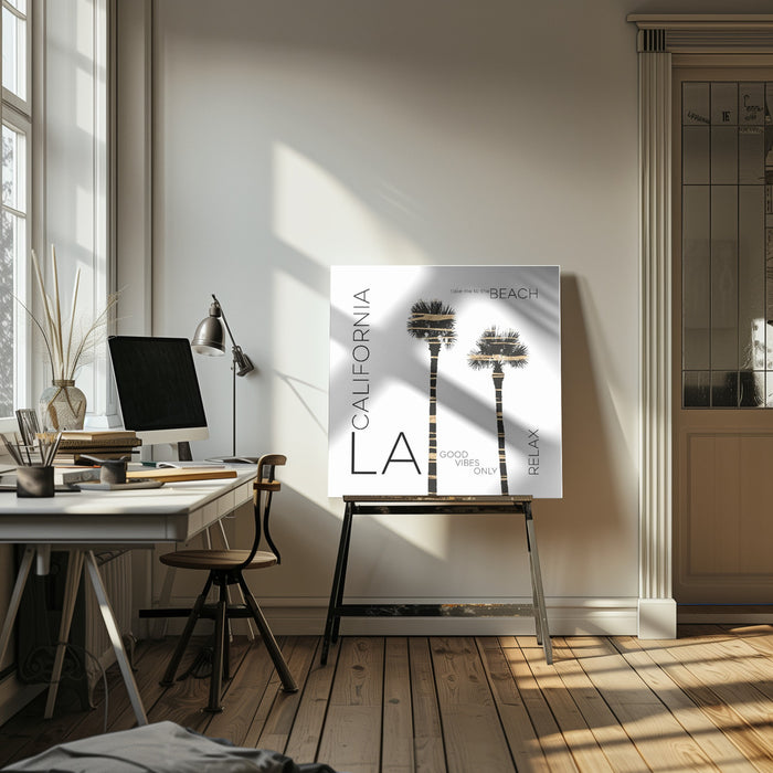 Urban Art LA Palm Trees by Melanie Viola Square Canvas Print Art for Modern Home Decor. Decorate your office or living room with canvas artwork
