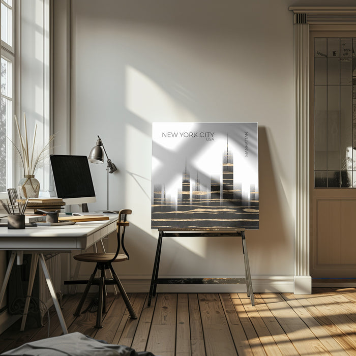Urban Art NYC Skyline by Melanie Viola Square Canvas Print Art for Modern Home Decor. Decorate your office or living room with canvas artwork