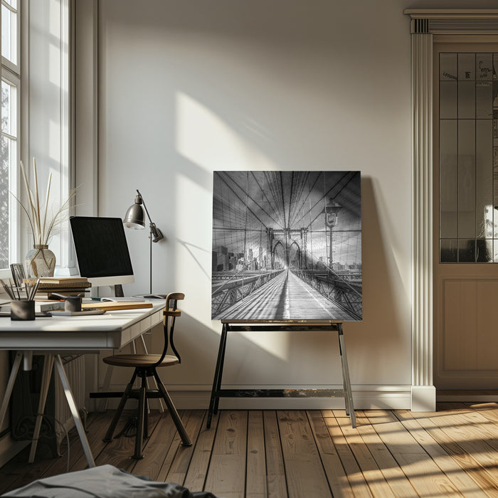 NYC Brooklyn Bridge by Melanie Viola Square Canvas Print Art for Modern Home Decor. Decorate your office or living room with canvas artwork