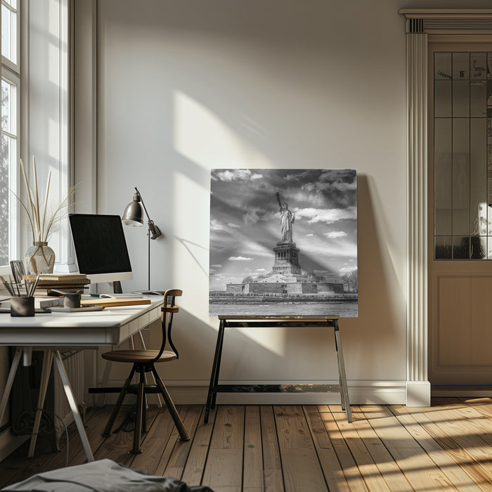 NYC Statue of Liberty by Melanie Viola Square Canvas Print Art for Modern Home Decor. Decorate your office or living room with canvas artwork