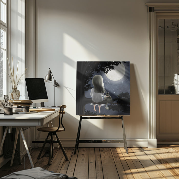 Under the moon by EMELIEmaria Square Canvas Print Art for Modern Home Decor. Decorate your office or living room with canvas artwork