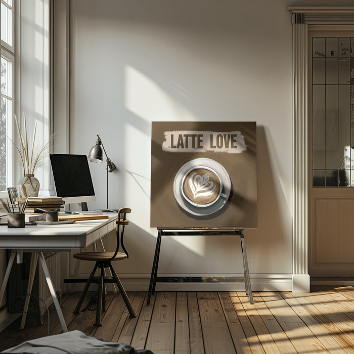 Latte Love by EMELIEmaria Square Canvas Print Art for Modern Home Decor. Decorate your office or living room with canvas artwork