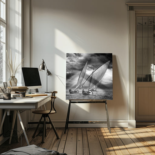 Sailboats and Light by Angel Villalba Square Canvas Print Art for Modern Home Decor. Decorate your office or living room with canvas artwork