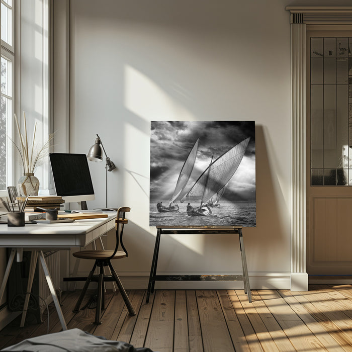 Sailboats and Light by Angel Villalba Square Canvas Print Art for Modern Home Decor. Decorate your office or living room with canvas artwork