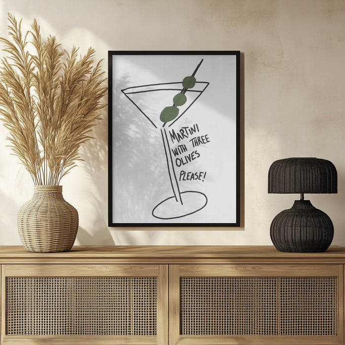 Olive Trio Martini - Athene Fritsch Framed Art | Home or Office Art