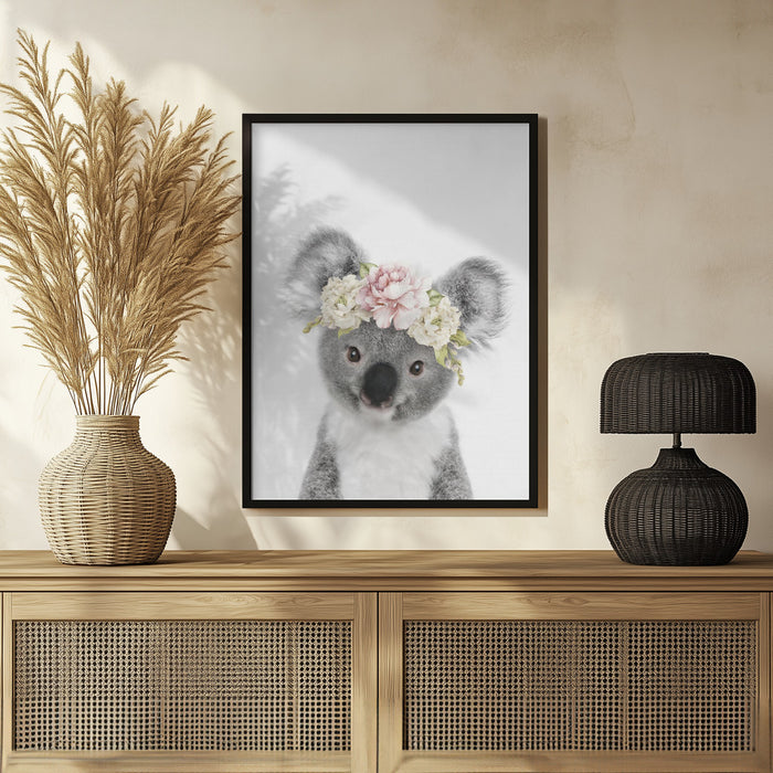 Floral Baby Koala Framed Art Lola Peacock | Home or Office Art