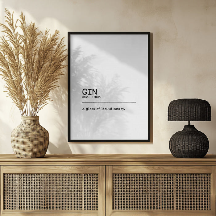 Quote Gin Sanity - Orara Studio Framed Art | Home or Office Art