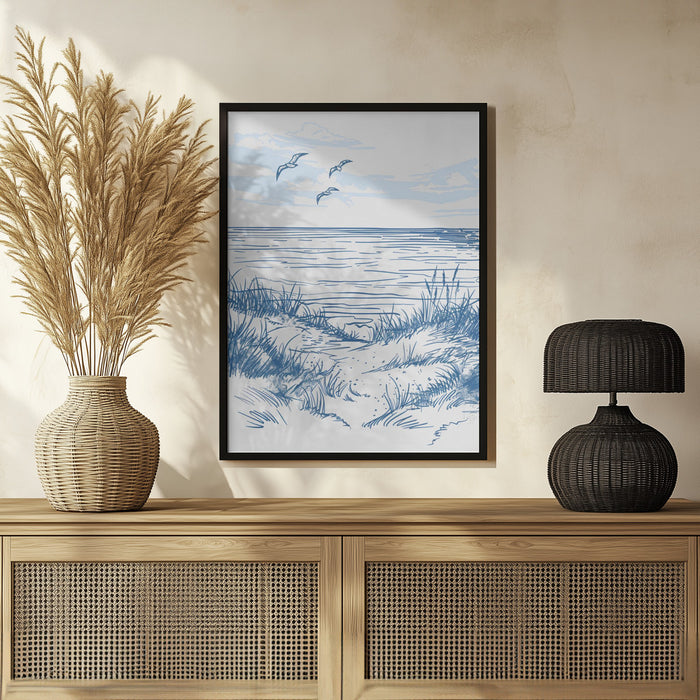 Seascape Sketch - Jolly and Dash Framed Art | Home or Office Art