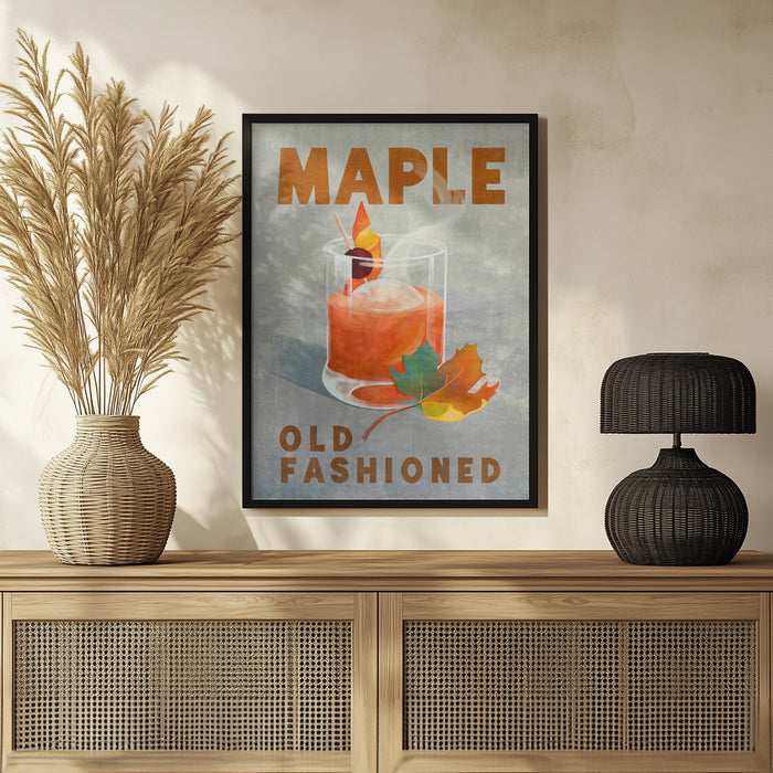 Maple Old Fashioned Cocktail - The Whiskey Ginger Framed Art | Home or Office Art