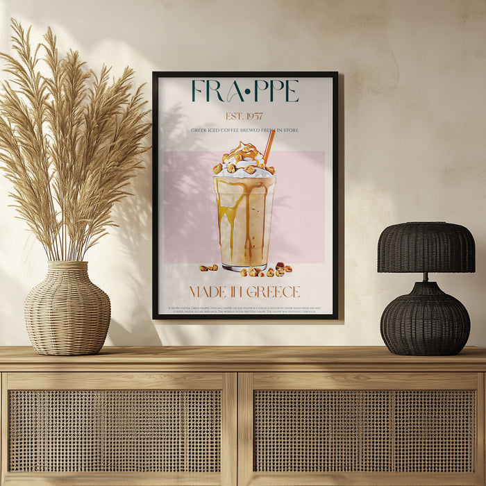 Greek Frappe Delight - Nazma Khokhar Framed Art | Home or Office Art