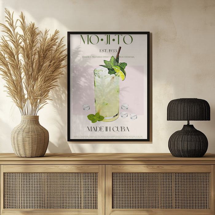 Mojito Print Cocktail - Nazma Khokhar Framed Art | Home or Office Art