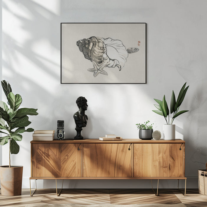 Star Fish and Conch - Kono Bairei Framed Art | Home or Office Art