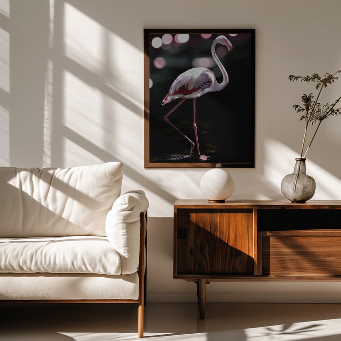Dancing Flamingo Framed Art Shot by Clint | Home or Office Art