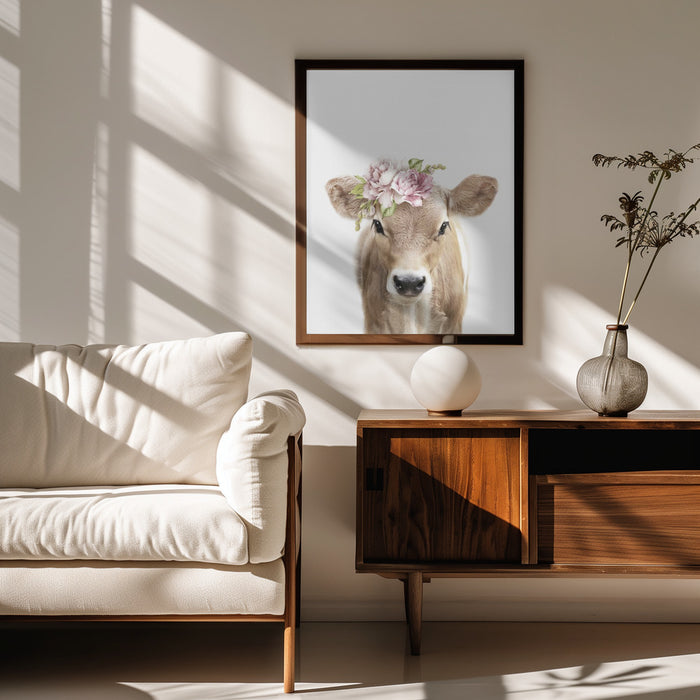 Floral Baby Calf Framed Art Lola Peacock | Home or Office Art