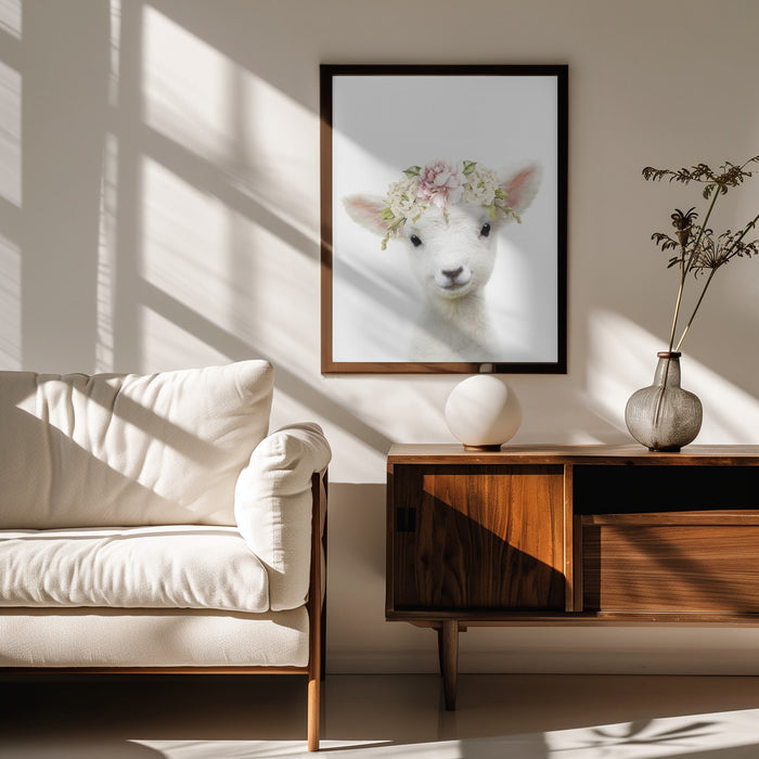 Floral Baby Sheep Framed Art Lola Peacock | Home or Office Art