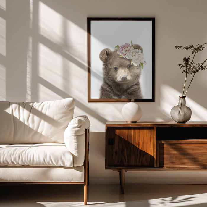 Floral Baby Bear Framed Art Lola Peacock | Home or Office Art