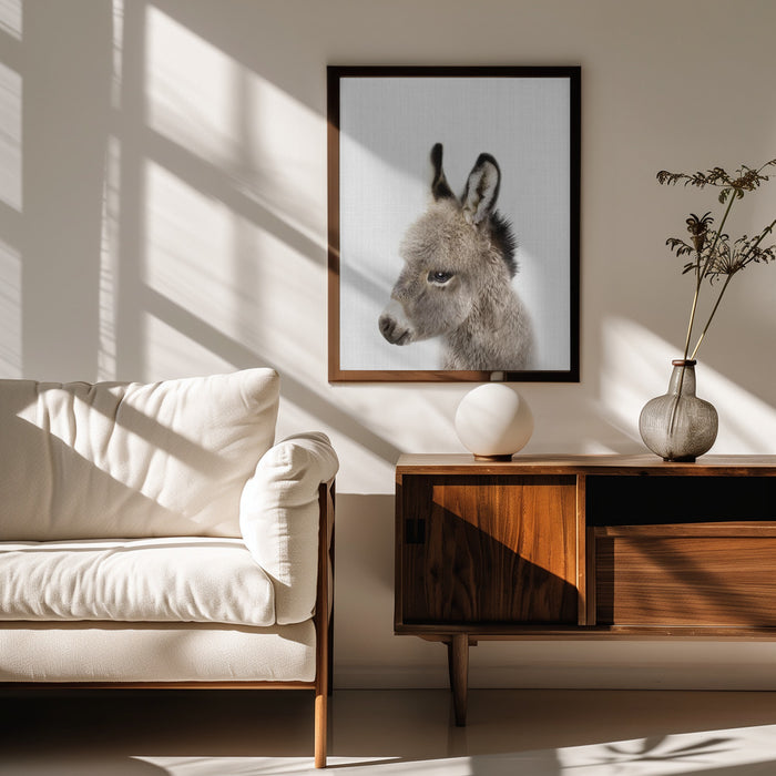 Peekaboo Baby Donkey Framed Art Lola Peacock | Home or Office Art