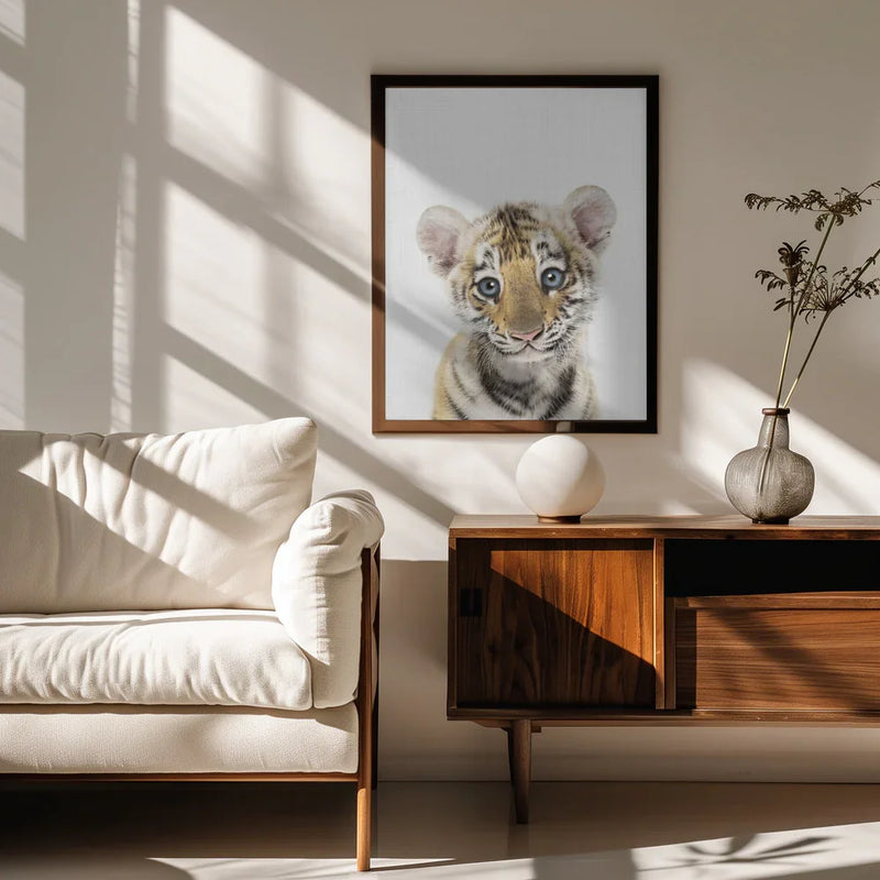 Peekaboo Baby Tiger Framed Art Lola Peacock | Home or Office Art