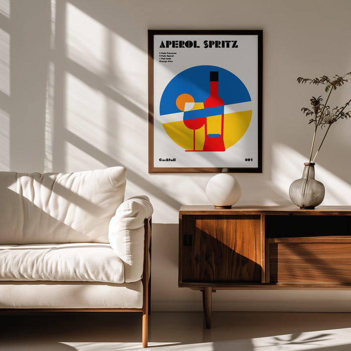 Aperol Spritz Cocktail Bauhaus Art Print - Retrodrome Framed Art | Home or Office Art