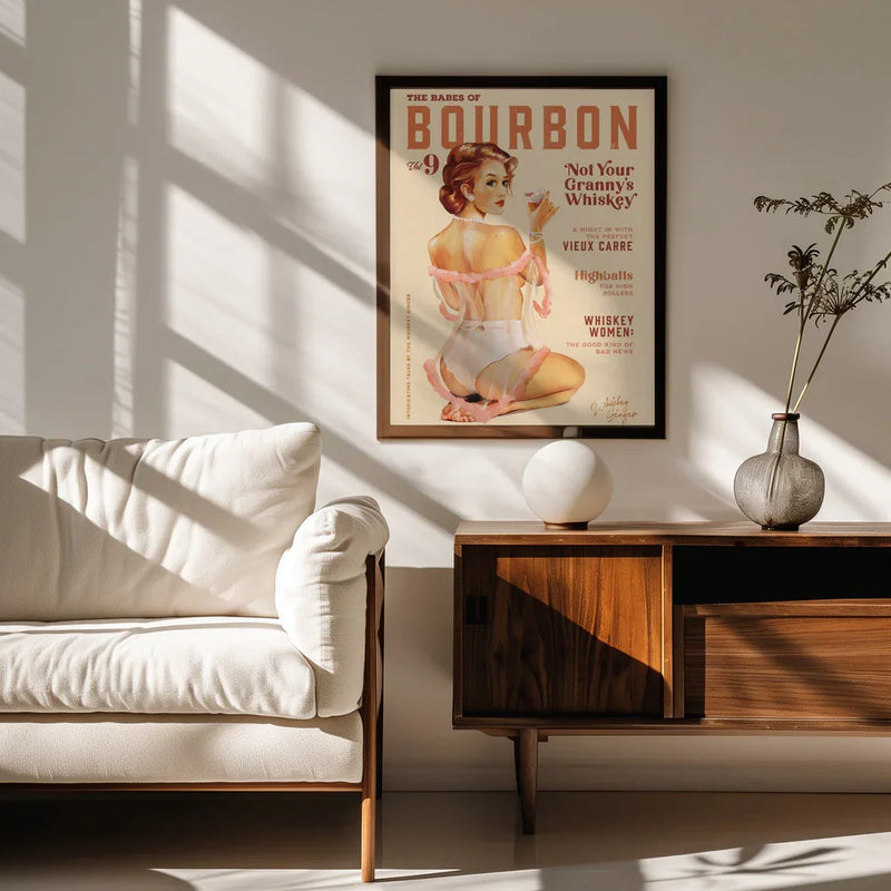 Babes of Bourbon Vol 9 Vintage Whiskey Pinup - The Whiskey Ginger Framed Art | Home or Office Art