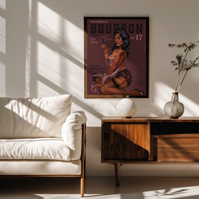 Babes of Bourbon Cant Touch This. Sexy Retro Pin Up Girl Whiskey Art - The Whiskey Ginger Framed Art | Home or Office Art