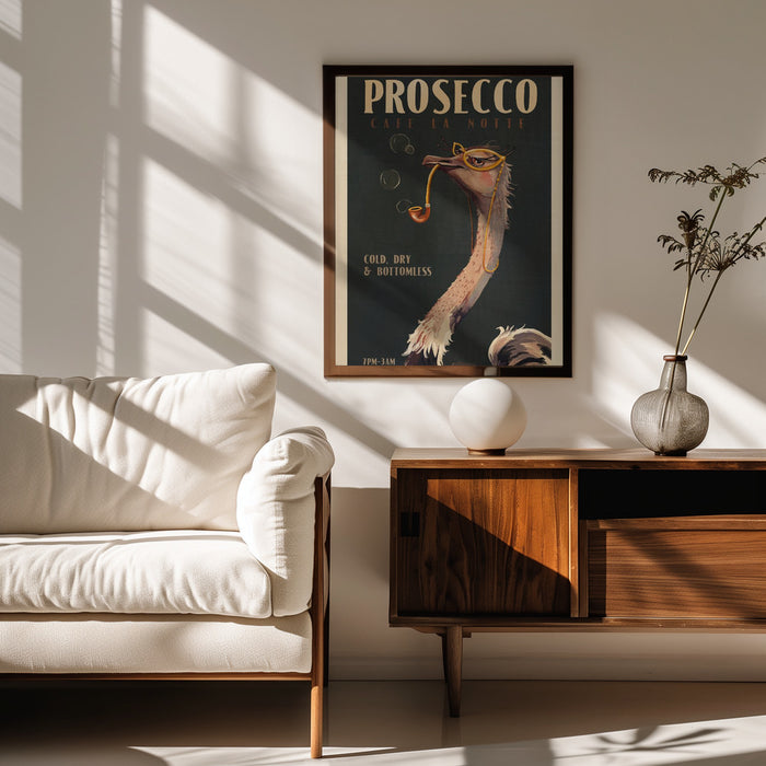 Art Deco Prosecco Wall Art Of An Ostrich - The Whiskey Ginger Framed Art | Home or Office Art
