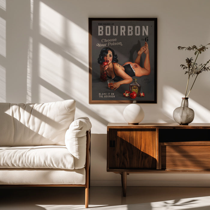 Babes of Bourbon Vol 6 Choose Your Poison Sexy Pinup - The Whiskey Ginger Framed Art | Home or Office Art