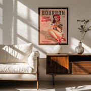 Bourbon Babes Vol 22 Vintage Pinup Girl Drinking A Cocktail - The Whiskey Ginger Framed Art | Home or Office Art