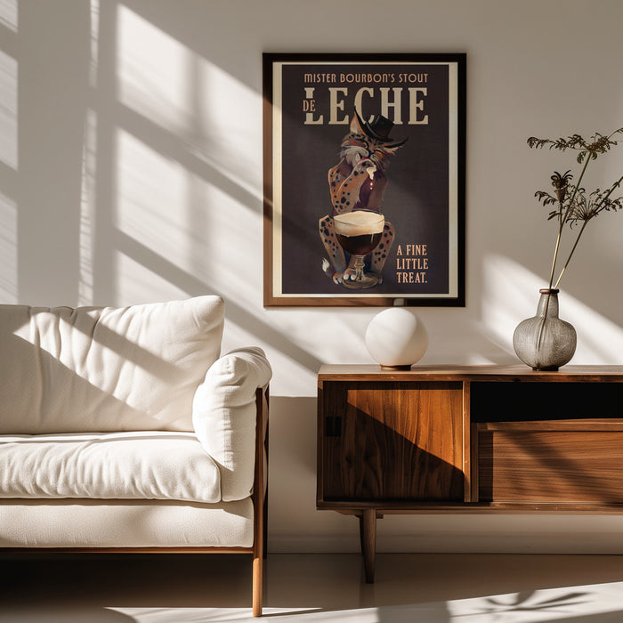 Bourbon De Leche Guinness Style Cat Art - The Whiskey Ginger Framed Art | Home or Office Art