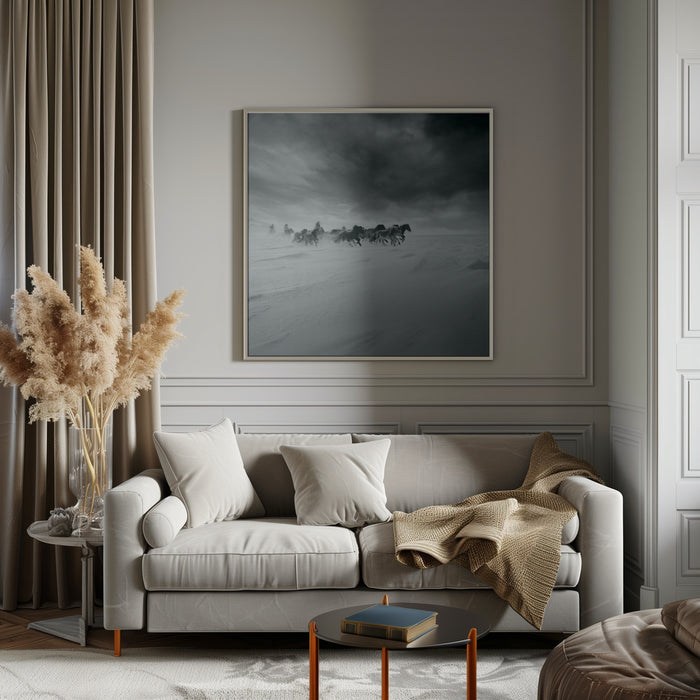 Snowy field by Shu-Guang Yang Square Canvas Print Art for Modern Home Decor. Decorate your office or living room with canvas artwork