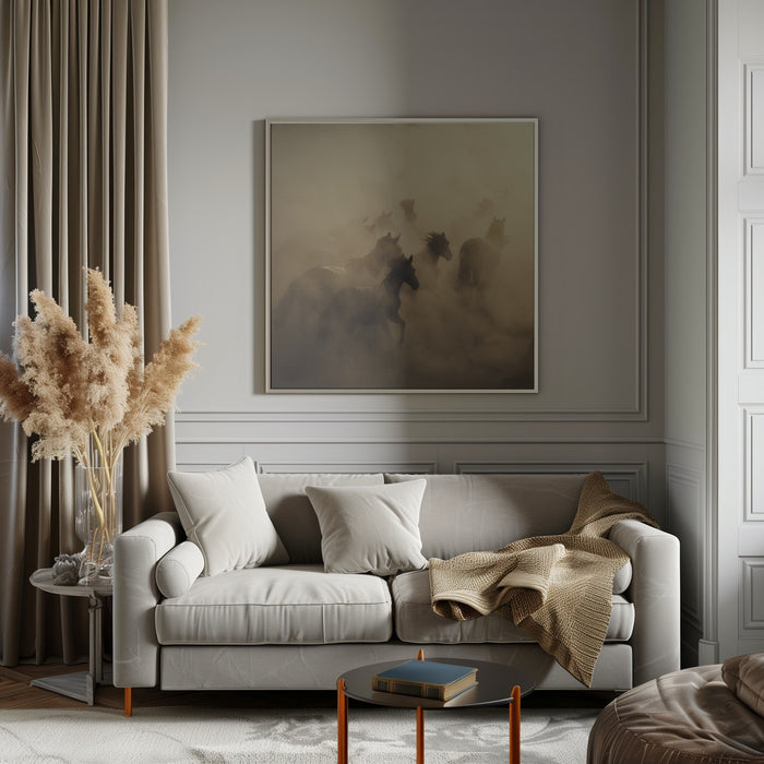 migration of horses Square Canvas Art  Hüseyin Taşkın 