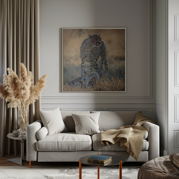cheetah by AHMAD AL SAFFAR Square Canvas Print Art for Modern Home Decor. Decorate your office or living room with canvas artwork