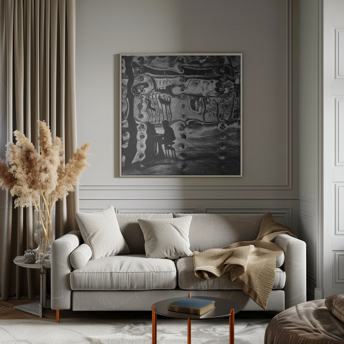 Piano player by Wilma Wijers Smeets Square Canvas Print Art for Modern Home Decor. Decorate your office or living room with canvas artwork