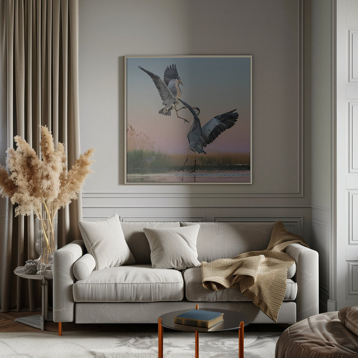 Fighting by Jun Zuo Square Canvas Print Art for Modern Home Decor. Decorate your office or living room with canvas artwork