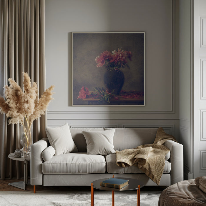 Still life Peony by Monique van Velzen Square Canvas Print Art for Modern Home Decor. Decorate your office or living room with canvas artwork