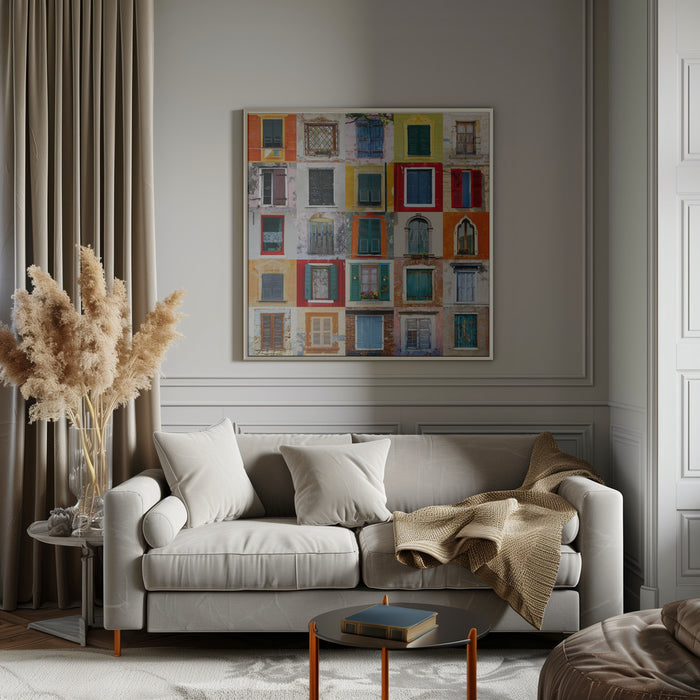 Twenty Five Windows by Igor Shrayer Square Canvas Print Art for Modern Home Decor. Decorate your office or living room with canvas artwork
