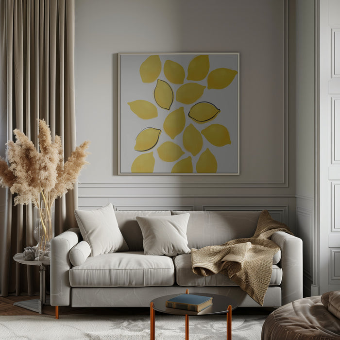 Lemons by Rosana Laiz Blursbyai Square Canvas Print Art for Modern Home Decor. Decorate your office or living room with canvas artwork