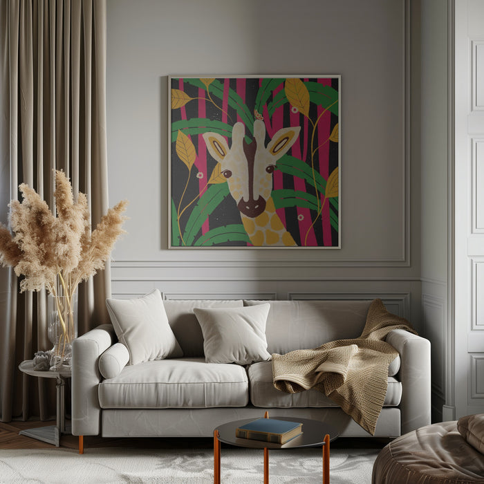 Giraffe-Animal Trilogy Square Canvas Art  Shriya Bhattacharya 