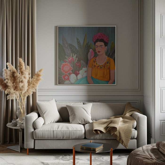 Frida a Casa Azul by Sylvie Demers Square Canvas Print Art for Modern Home Decor. Decorate your office or living room with canvas artwork