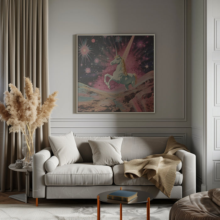 Magic Unicorn Collage Art by Samantha Hearn Square Canvas Print Art for Modern Home Decor. Decorate your office or living room with canvas artwork