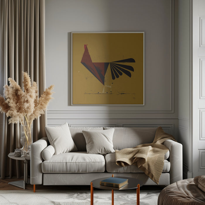 Rooster by Vision Grasp Art Square Canvas Print Art for Modern Home Decor. Decorate your office or living room with canvas artwork