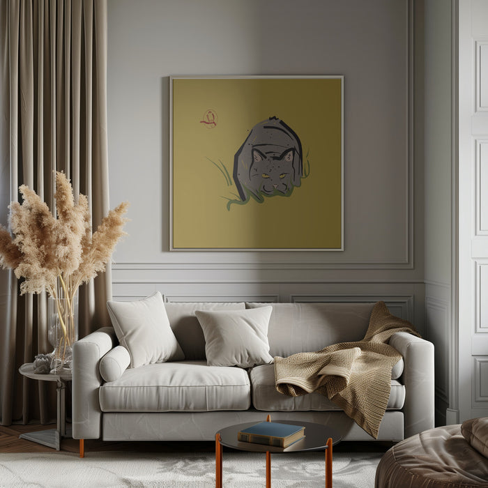 Hiding Cat by Vision Grasp Art Square Canvas Print Art for Modern Home Decor. Decorate your office or living room with canvas artwork