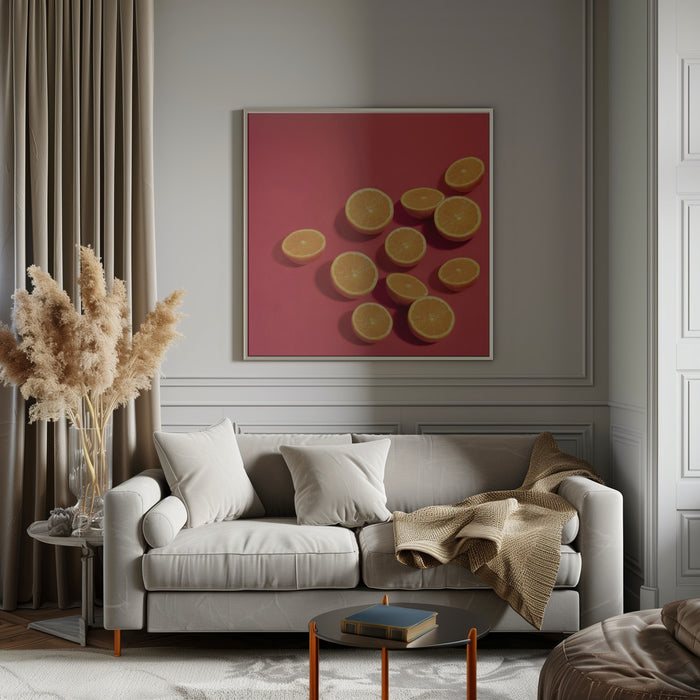 Naranjas by Julia Ramiro Square Canvas Print Art for Modern Home Decor. Decorate your office or living room with canvas artwork