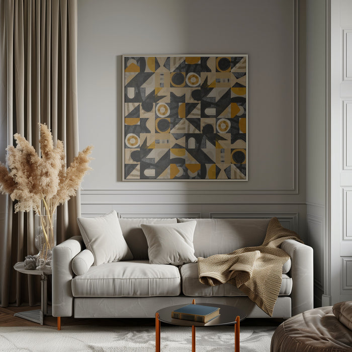 Mid Century Grid Pattern Eight by Little Dean Square Canvas Print Art for Modern Home Decor. Decorate your office or living room with canvas artwork